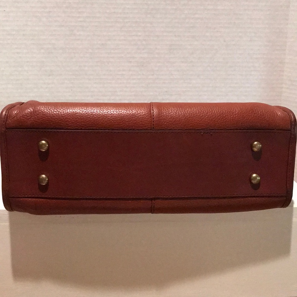 LC Liz Claiborne Brown Cowhide Leather Satchel - Picture 13 of 15